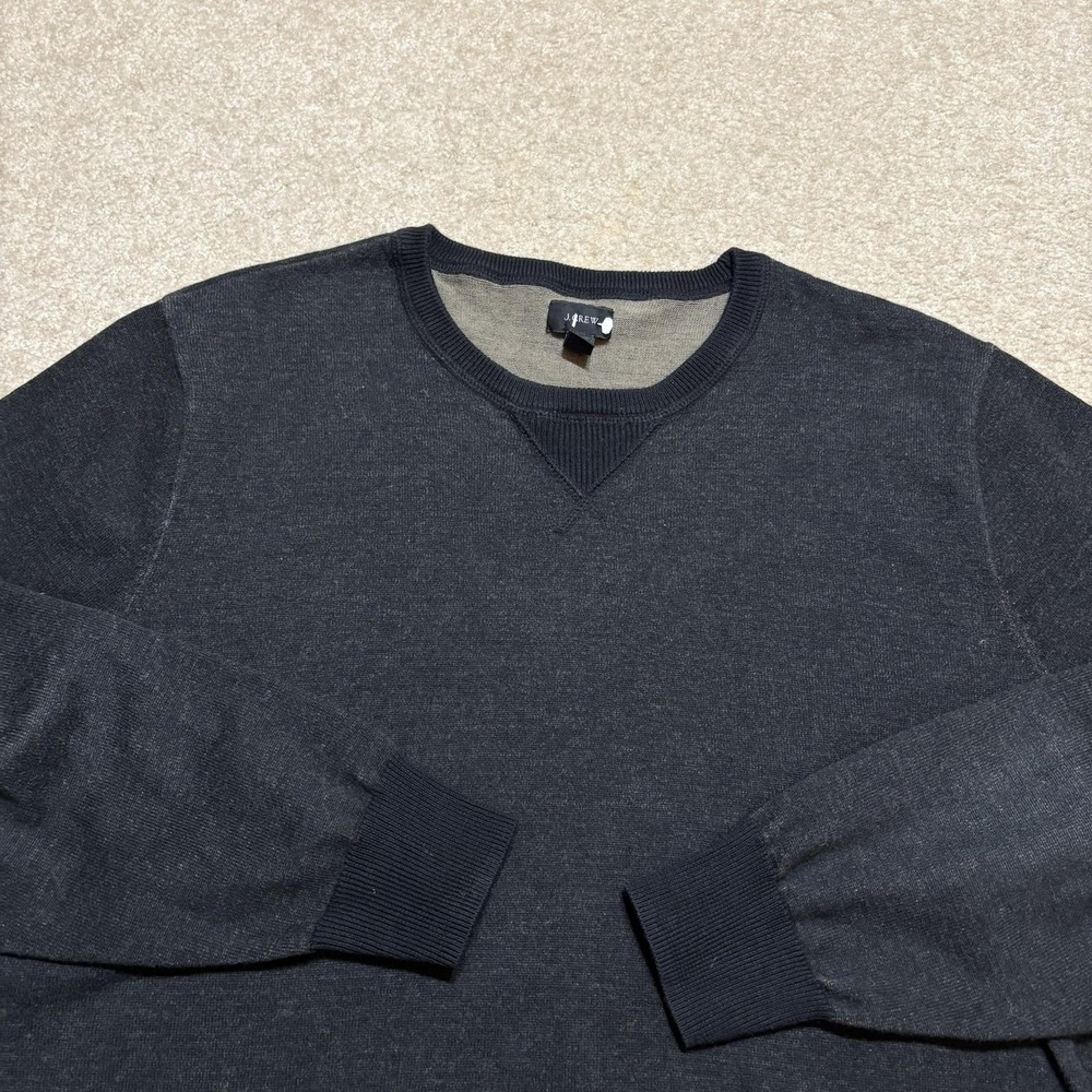 J.Crew Sweater Mens Medium Gray 100% Cotton‎ Knit Crewneck Pullover Casual